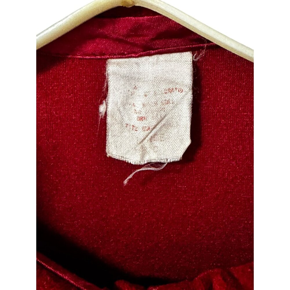 Vintage Red Long Nightgown With White Piping & Peter Pan Collar - Picture 5 of 8